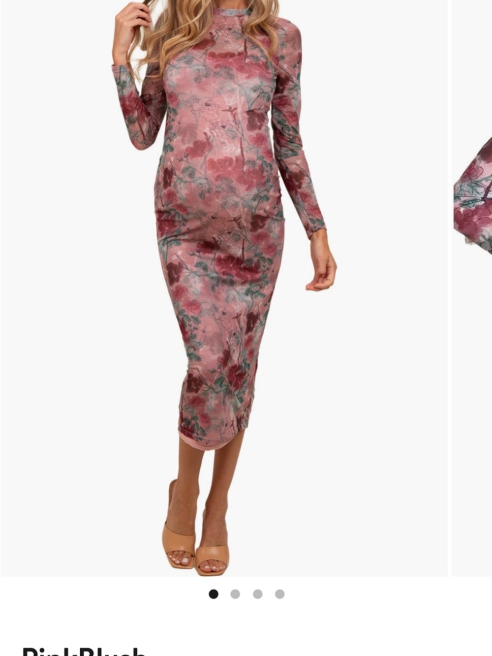 PinkBlush maternity Floral Long Sleeve Midi Dress